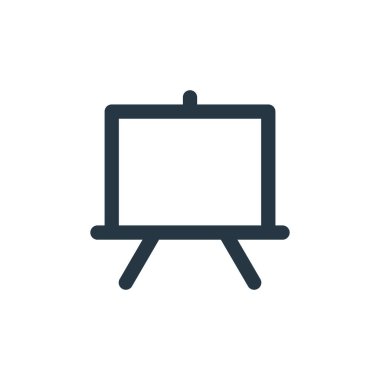 Eğitim konseptinden beyaz tahta ikonu vektörü. İnce çizgi çizili, düzenlenebilir beyaz tahta vuruşu. Web ve mobil uygulamalarda kullanmak için beyaz tahta doğrusal işareti, logo, yazdırma ortamı.