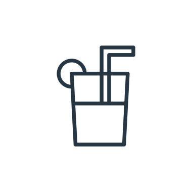 Yaz konseptinden meyve suyu ikonu vektörü. Meyve suyu düzenlenebilir felcin ince bir çizgisi. Web ve mobil uygulamalarda kullanmak için meyve suyu doğrusal işareti, logo, yazdırma ortamı.