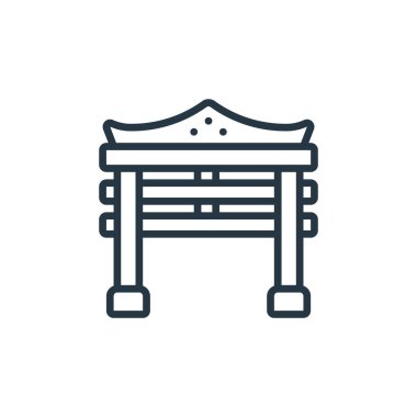 Çin Yeni Yıl konseptinden kapı ikonu vektörü. Geçit düzenlenebilir vuruşunun ince çizgisi. ağ ve mobil uygulamalarda kullanmak için kapı doğrusal işareti, logo, yazdırma ortamı.