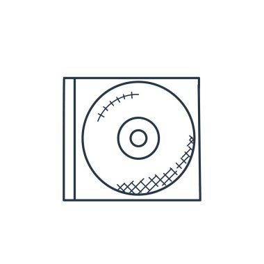 Müzik konseptinden CD ikon vektörü. Düzenlenebilir kompakt felcin ince çizgisi. Web ve mobil uygulamalar, logo ve yazdırma ortamlarında kullanmak için CD doğrusal imzası.