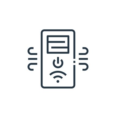 Akıllı ev kavramının hava soğutucu ikon vektörü. İnce çizgili hava serinletici düzenlenebilir felç çizgisi. Web ve mobil uygulamalarda kullanmak için hava soğutucu doğrusal işareti, logo, yazdırma ortamı.