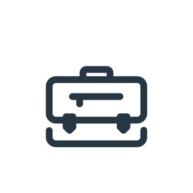 Ekonomi konseptinden evrak çantası ikonu vektörü. Düzenlenebilir evrak çantasının ince bir çizgisi. Web ve mobil uygulamalarda kullanmak için evrak çantası doğrusal işareti, logo, yazdırma ortamı.