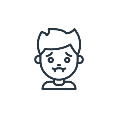 Çocuk avatarları konseptinden erkek ikon vektörü. Düzenlenebilir erkek felcinin ince bir çizgisi. Web ve mobil uygulamalarda kullanmak için çocuk doğrusal işareti, logo, yazdırma ortamı.