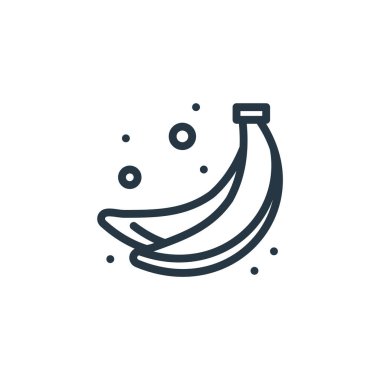 Gıda konseptinden muz ikonu vektörü. İnce çizgili muz dekoltesi çizimi. Web ve mobil uygulamalarda kullanmak için muz doğrusal işareti, logo, yazdırma ortamı.