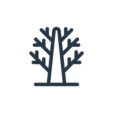 Ağaç konseptinden ikon vektörü. İnce çizgili ağaç çizgisi çizimi. Web ve mobil uygulamalarda kullanmak için ağaç doğrusal işareti, logo, yazdırma ortamı.