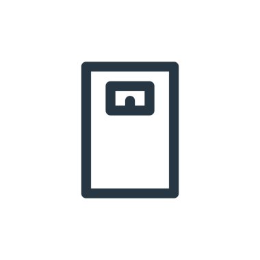 Fitness konseptinden ölçek simgesi vektörü. Düzenlenebilir vuruşun ince çizgisi. Web ve mobil uygulamalarda kullanmak için doğrusal ölçek işareti, logo, yazdırma ortamı.