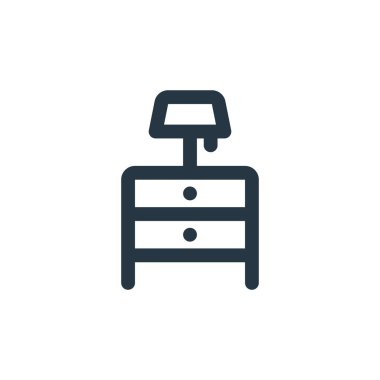 Mobilya konseptinden dolap çekmecesi ikonu. Dolap çekmecesinde düzenlenebilir felcin ince bir çizgisi. Web ve mobil uygulamalarda kullanmak için dolap çekmecesi doğrusal işareti, logo, yazdırma ortamı.