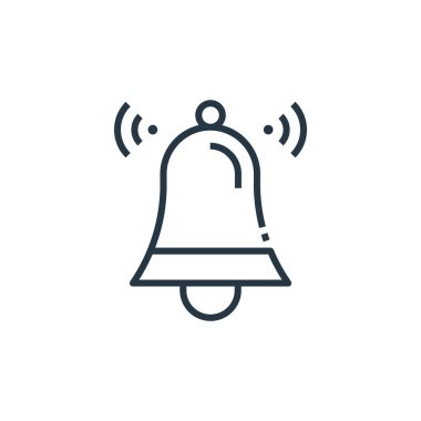 Akıllı ev kavramından bir çan ikonu vektörü. Çan düzenlenebilir vuruşun ince çizgisi. Web ve mobil uygulamalarda kullanım için çan doğrusal işareti, logo, yazdırma ortamı.