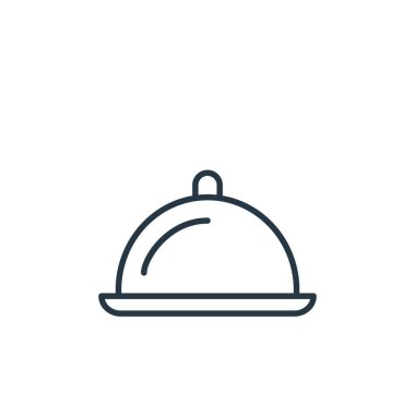 Mutfak konseptinden ikon vektörü. Düzenlenebilir felcin ince bir çizgisi. Web ve mobil uygulamalarda kullanım için yiyecek kapağı doğrusal işareti, logo, yazdırma ortamı.