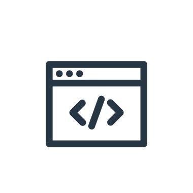 Kullanıcı arayüzü kavramından web sayfası simgesi vektörü. Düzenlenebilir web sayfası vuruşunun ince çizgisi. Web ve mobil uygulamalarda kullanmak için web sayfası doğrusal işareti, logo, yazdırma ortamı.