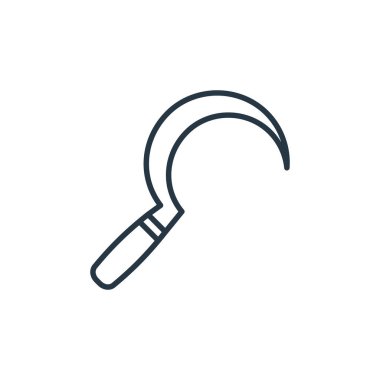 İşçi Bayramı konseptinden bir simge vektörü. Orak, düzenlenebilir felcin ince bir çizgisi. Web ve mobil uygulamalar, logo ve yazdırma ortamlarında kullanmak için burak doğrusal işareti.