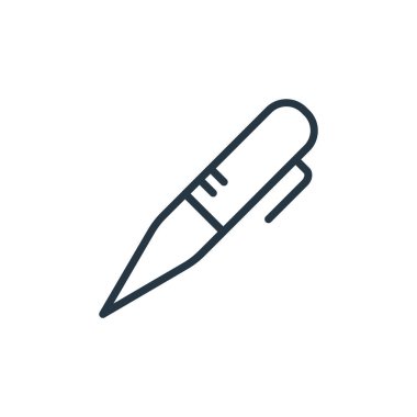 Okul ve eğitim hattı konseptinden kalem ikonu vektörü. İnce çizgili, düzenlenebilir bir kalem darbesi. Web ve mobil uygulamalarda kullanmak için kalem doğrusal işareti, logo, yazdırma ortamı.