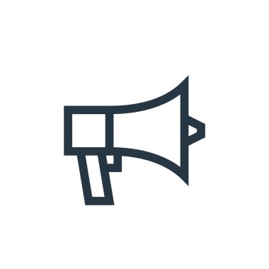 Web bakım konseptinden megafon ikon vektörü. Düzenlenebilir megafon vuruşunun ince çizgisi. Web ve mobil uygulamalarda kullanmak için megafon doğrusal işareti, logo, yazdırma ortamı.