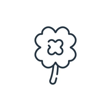 İrlanda konseptinden yonca ikonu vektörü. Düzenlenebilir yonca vuruşunun ince bir çizgisi. Kullanım için yonca doğrusal işareti web ve mobil uygulamalar, logo, yazdırma ortamı.