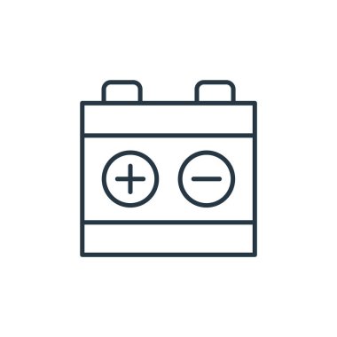 Yarış konseptindeki pil ikonu vektörü. Düzenlenebilir pil vuruşunun ince çizgisi. Web ve mobil uygulamalarda kullanmak için pil doğrusal işareti, logo, yazdırma ortamı.