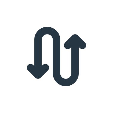 ok kavramından ikon vektörü aşağı yukarı. Düzenlenebilir vuruşun ince çizgisi. İnternet ve mobil uygulamalar, logo ve yazdırma ortamlarında kullanım için doğrusal işaretler.