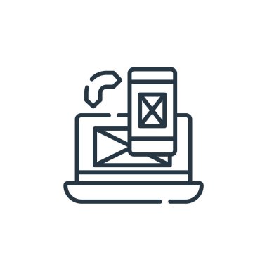 Programlama konseptinden karşıt simge vektörü. İnce çizgili düzenlenebilir felç çizgisi. Web ve mobil uygulamalar, logo ve yazdırma ortamlarında kullanım için yanıt doğrusal işareti.