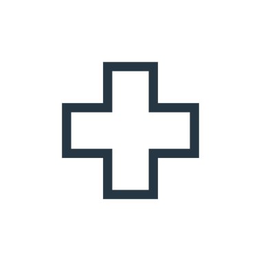 Tıbbi konseptten çapraz ikon vektörü. Düzenlenebilir vuruşun ince çizgisi. Web ve mobil uygulamalarda kullanmak için çapraz doğrusal işaret, logo, yazdırma ortamı.