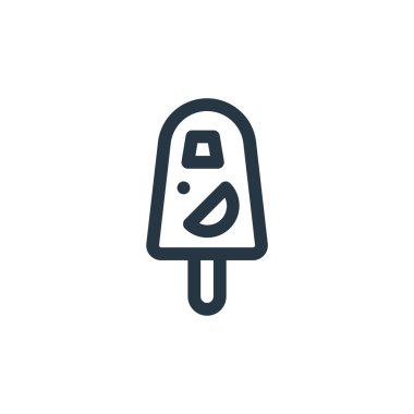 Ice Pop pop konseptinden bir ikon vektörü. Buz parçasının ince çizgisi düzenlenebilir vuruşları. Web ve mobil uygulamalarda kullanmak için buz pop lineer işareti, logo, yazdırma ortamı.