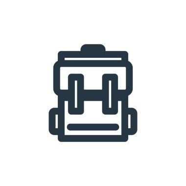 Bayram konseptinden sırt çantası ikonu vektörü. Düzenlenebilir sırt çantasının ince bir çizgisi. Web ve mobil uygulamalarda kullanmak için sırt çantası doğrusal işareti, logo, yazdırma ortamı.