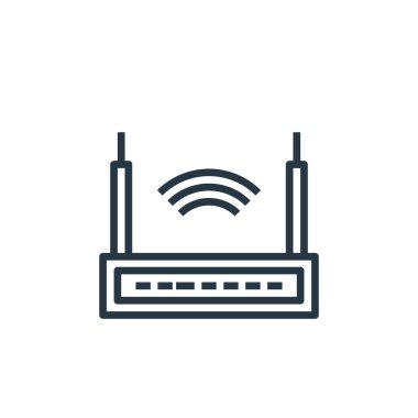 Bilgisayar konseptinden yönlendirici ikon vektörü. Yönlendirici düzenlenebilir felcin ince çizgisi. Web ve mobil uygulamalarda kullanmak için yönlendirici doğrusal işareti, logo, yazdırma ortamı.