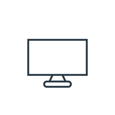 Akıllı aygıtlar kavramından simge vektörünü izle. Monitörde düzenlenebilir felcin ince bir çizgisi. Web ve mobil uygulamalar, logo ve yazdırma ortamlarında kullanım için doğrusal işareti izle.