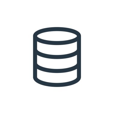 Ağ konseptinden veritabanı simgesi vektörü. Veritabanı düzenlenebilir felcin ince çizgisi. Web ve mobil uygulamalarda kullanmak için veritabanı doğrusal işareti, logo, yazdırma ortamı.