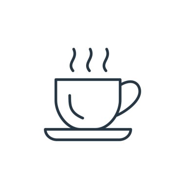 Mutfak konseptinden kahve fincanı ikonu vektörü. Düzenlenebilir kahve fincanı felcinin ince bir çizgisi. Web ve mobil uygulamalarda kullanmak için kahve fincanı doğrusal işareti, logo, yazdırma ortamı.