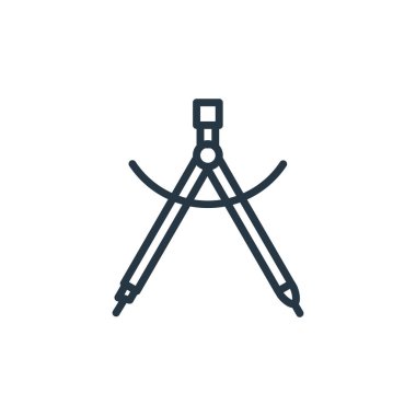 Okul ve eğitim hattı kavramından pusula ikonu vektörü çizmek. Düzenlenebilir pusula vuruşunun ince çizimi. Web ve mobil uygulamalarda kullanmak için pusula doğrusal işareti çiziyor, logo, yazdırma 