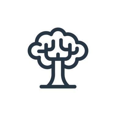 Ağaç konseptinden ikon vektörü. İnce çizgili ağaç çizgisi çizimi. Web ve mobil uygulamalarda kullanmak için ağaç doğrusal işareti, logo, yazdırma ortamı.