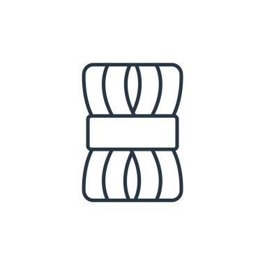 Dikiş konseptinden iplik ikonu vektörü. İnce çizgili, düzenlenebilir felç çizgisi. Web ve mobil uygulamalarda kullanmak için iplik doğrusal işareti, logo, yazdırma ortamı.