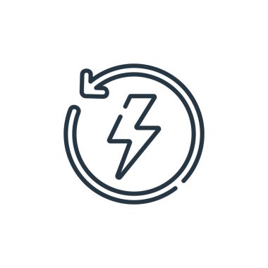 Ekoloji kavramından yenilenebilir enerji ikonu vektörü. Yenilenebilir enerji düzenlenebilir vuruşunun ince çizgisi. Web ve mobil uygulamalar, logo ve yazdırma ortamlarında kullanım için yenilenebilir enerji doğrusal işareti.