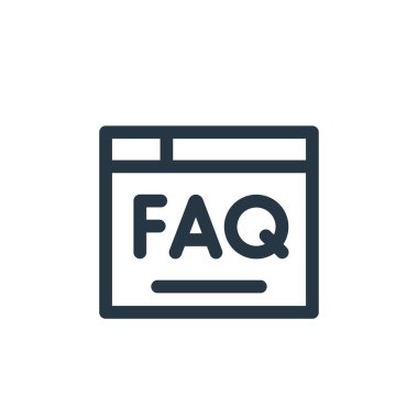 Müşteri hizmetleri konseptinden faq simgesi vektörü. İnce çizgili düzenlenebilir felç çizgisi. Web ve mobil uygulamalarda kullanmak için faq doğrusal işareti, logo, yazdırma ortamı.
