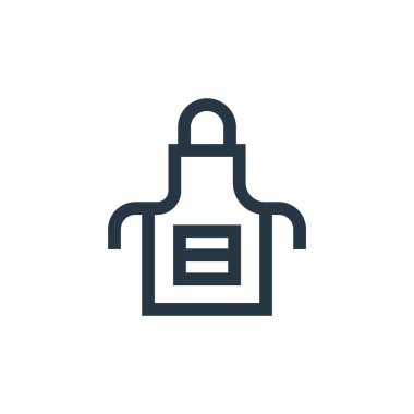 Kuaförlük ve berber dükkanı konseptinden bir ikon vektörü. İnce çizgili önlük düzeltilebilir felç çizgisi. Web ve mobil uygulamalarda kullanmak için apron doğrusal işareti, logo, yazdırma ortamı.