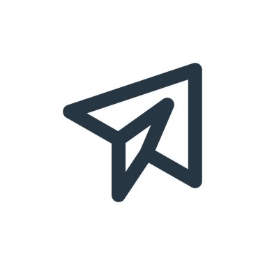 E- posta konseptinden kağıt uçak ikonu vektörü. Kağıt uçağın düzenlenebilir vuruşunun ince çizgisi. Web ve mobil uygulamalarda kullanmak için kağıt düzlem doğrusal işareti, logo, yazdırma ortamı.