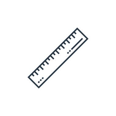 Okul konseptinden yönetici ikon vektörü. Düzenlenebilir cetvel darbesinin ince çizgisi. Web ve mobil uygulamalarda kullanmak için cetvel doğrusal işareti, logo, yazdırma ortamı.