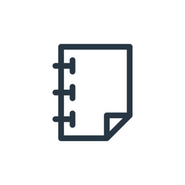 Grafik tasarım konseptinden eskiz kitabı ikonu vektörü. Çizim defteri düzenlenebilir vuruşunun ince çizgisi. Web ve mobil uygulamalar, logo ve yazdırma ortamlarında kullanmak için eskiz defteri doğrusal işareti.