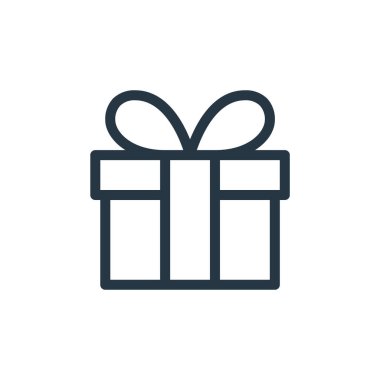 Ekommerce çizgisi konseptinden hediye simgesi vektörü. Düzenlenebilir inmenin ince bir çizgisi. Web ve mobil uygulamalarda kullanmak için hediye doğrusal işareti, logo, yazdırma ortamı.