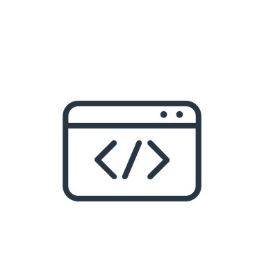 html simge vektörü, seo konseptinden. Html düzenlenebilir felcin ince bir çizgisi. html lineer işareti web ve mobil uygulamalarda, logoda, yazdırma ortamında.