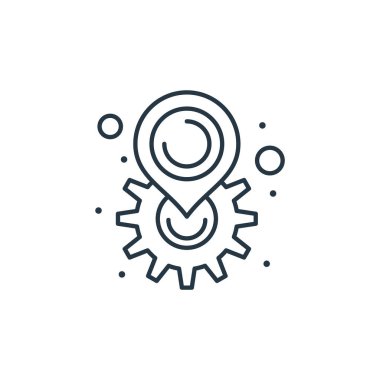 konum simgesi vektörü seo kavramından. İnce çizgili düzenlenebilir felç çizgisi. Web ve mobil uygulamalarda kullanmak için konum doğrusal işareti, logo, yazdırma ortamı.