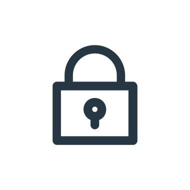 Çeşitli kavramlardan ikon vektörünü kilitle. Düzenlenebilir kilit vuruşunun ince çizgisi. Web ve mobil uygulamalarda kullanmak için doğrusal işareti kilitle, logo, yazdırma ortamı.