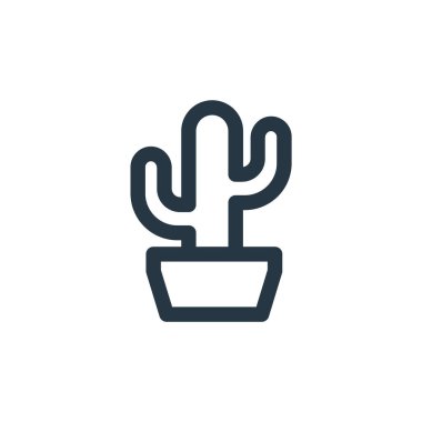 Kullanıcı arayüzü kavramından kaktüs simgesi vektörü. Düzenlenebilir kaktüs felcinin ince bir çizgisi. Web ve mobil uygulamalarda kullanmak için kaktüs doğrusal işareti, logo, yazdırma ortamı.