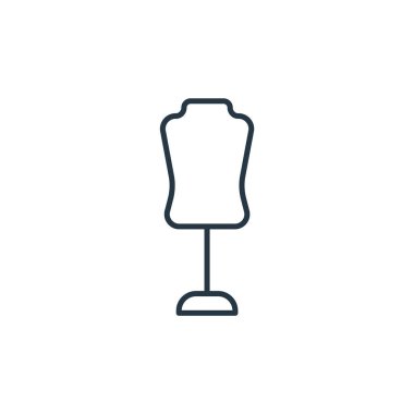 Dikiş konseptinden manken ikonu vektörü. Düzenlenebilir manken felcinin ince bir çizgisi. Web ve mobil uygulamalarda kullanmak için manken doğrusal işareti, logo, yazdırma ortamı.
