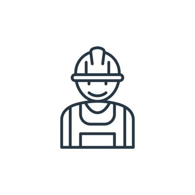 İşçi bayramı konseptinden bir ikon vektörü. Düzenlenebilir işçi felcinin ince bir çizgisi. Web ve mobil uygulamalar, logo ve yazdırma ortamlarında kullanım için İşçi İşçi doğrusal işareti.