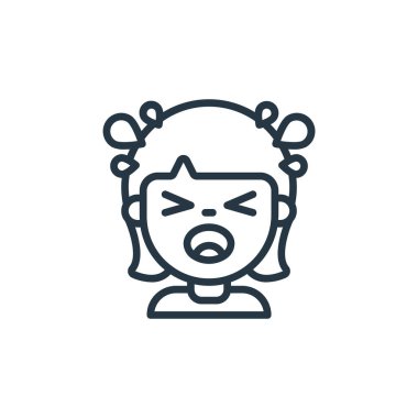 Çocuk avatarları konseptinden ikon kız vektörü. Düzenlenebilir kız felcinin ince bir çizgisi. Web ve mobil uygulamalarda kullanmak için kız doğrusal işareti, logo, yazdırma ortamı.