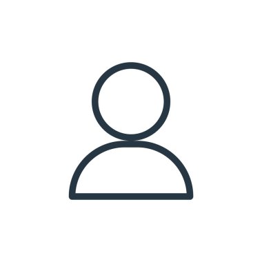 İletişim ve medya konseptinden kullanıcı simgesi vektörü. Düzenlenebilir vuruşun ince çizgisi. Web ve mobil uygulamalarda kullanmak için kullanıcı doğrusal işareti, logo, yazdırma ortamı.