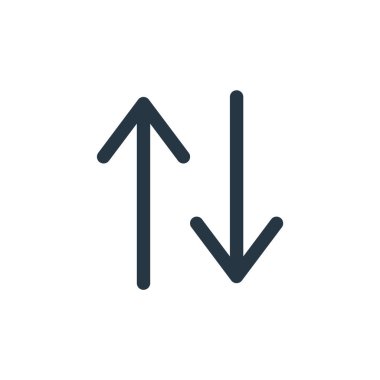 ok konseptinden yukarı ve aşağı ok ikonu vektörü. İnce çizgili, yukarı ve aşağı okların düzenlenebilir vuruşları. Web ve mobil uygulamalar, logo ve yazdırma ortamlarında kullanım için doğrusal işaretler.