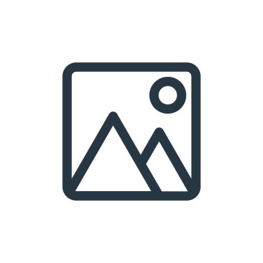 Kullanıcı arayüzü kavramından resim simgesi vektörü. Görüntü düzenlenebilir vuruşun ince çizgisi. Web ve mobil uygulamalarda kullanmak için resim doğrusal işareti, logo, yazdırma ortamı.