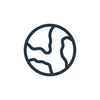 Eğitim konseptinden toprak ikonu vektörü. Dünya düzenlenebilir vuruşunun ince bir çizgisi. Web ve mobil uygulamalar, logo ve yazdırma ortamlarında kullanmak için yer doğrusal işareti.