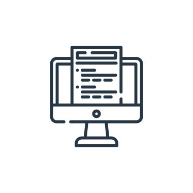 Eğitim konseptinden online test ikonu vektörü. Online test edilebilir felcin ince çizgisi. Web ve mobil uygulamalarda kullanmak için çevrimiçi test doğrusal işareti, logo, yazdırma ortamı.